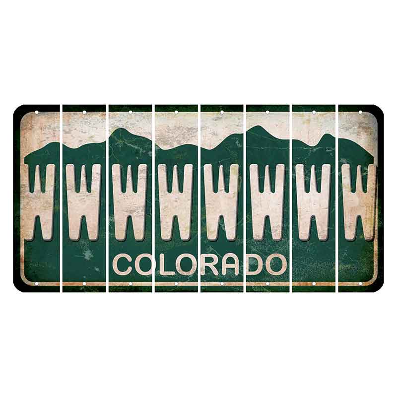 Colorado Green|White Mountains Cut License Plate Strips (Set of 8)