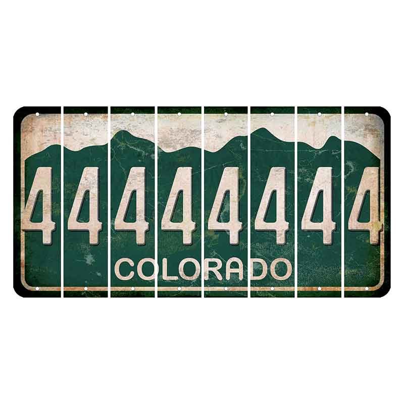 Colorado Green|White Mountains Cut License Plate Strips (Set of 8)