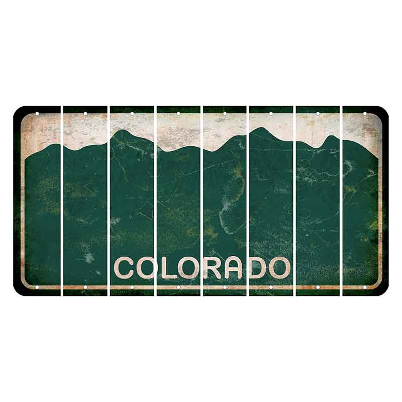 Colorado Green|White Mountains Cut License Plate Strips (Set of 8) Blank