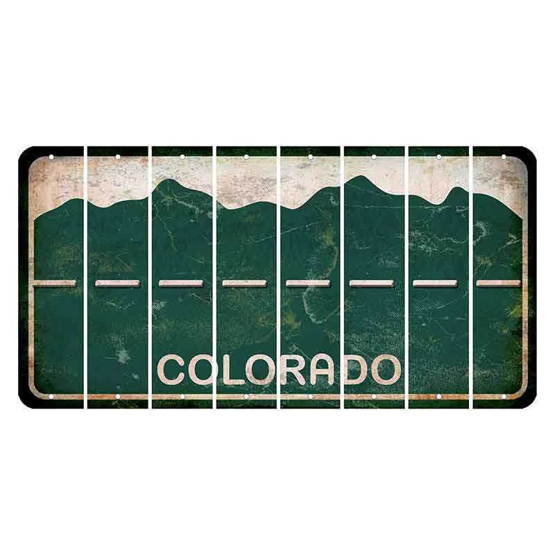 Colorado Green|White Mountains Cut License Plate Strips (Set of 8) Hyphen