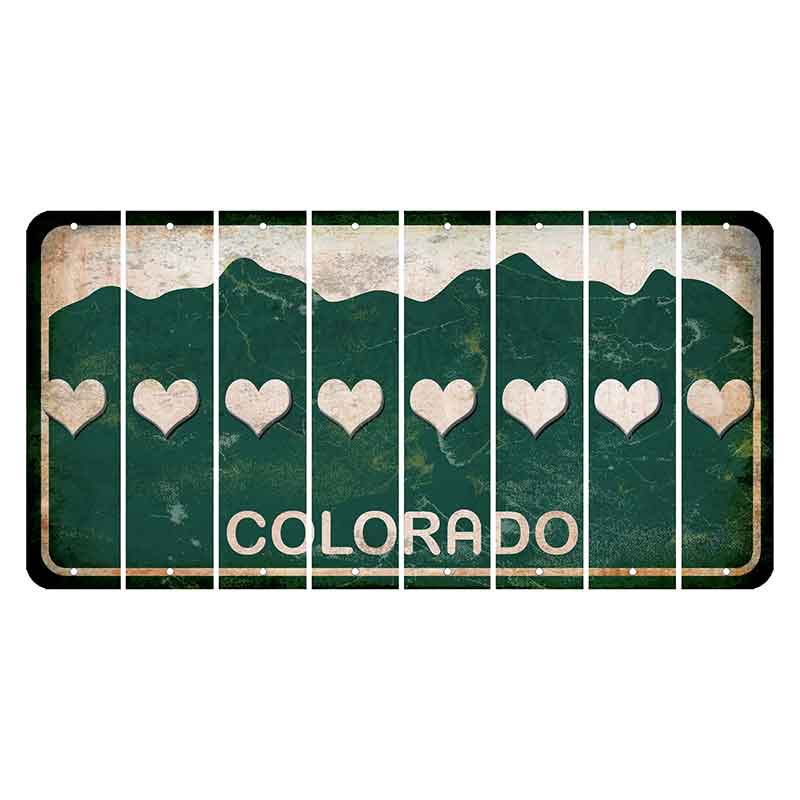 Colorado Green|White Mountains Cut License Plate Strips (Set of 8)