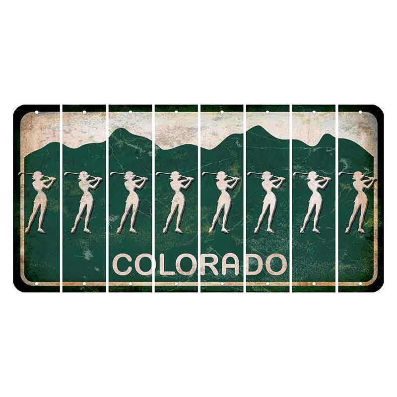 Colorado Green|White Mountains Cut License Plate Strips (Set of 8)