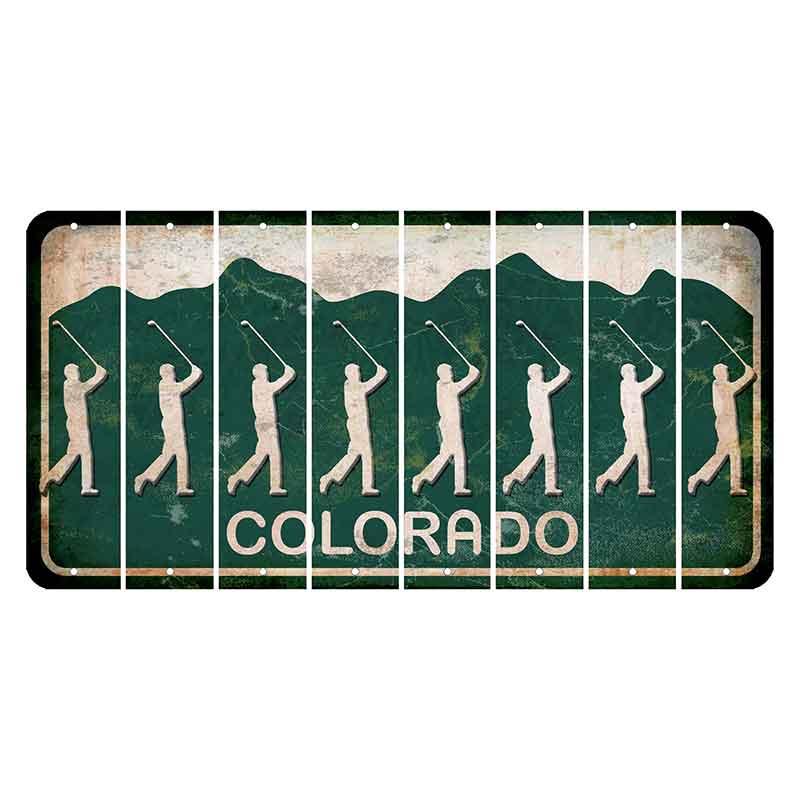 Colorado Green|White Mountains Cut License Plate Strips (Set of 8)