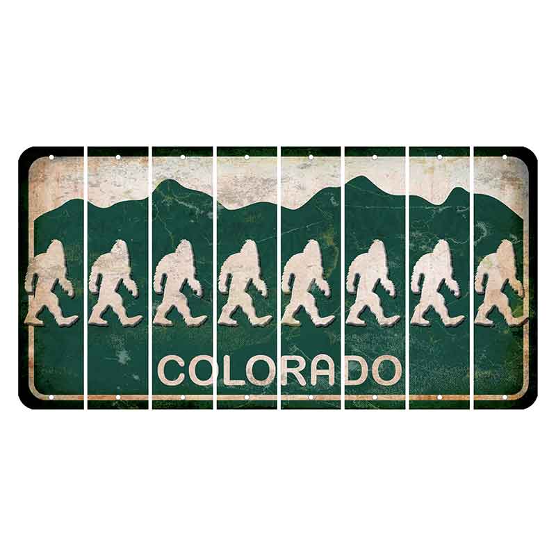 Colorado Green|White Mountains Cut License Plate Strips (Set of 8)