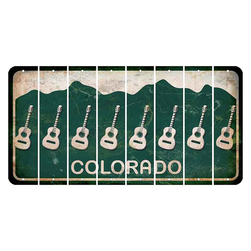 Colorado Green|White Mountains Cut License Plate Strips (Set of 8)