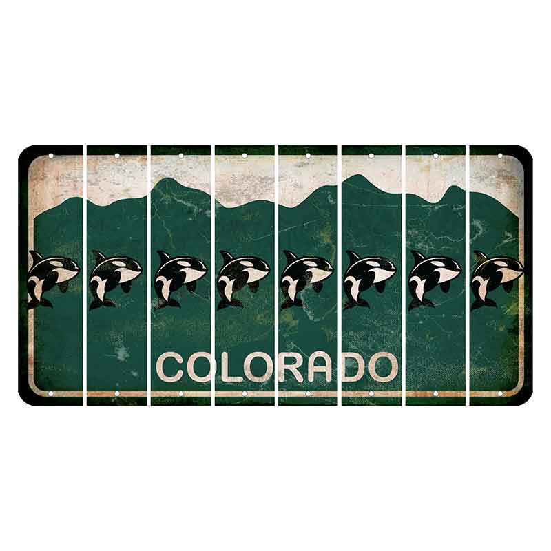 Colorado Green|White Mountains Cut License Plate Strips (Set of 8)