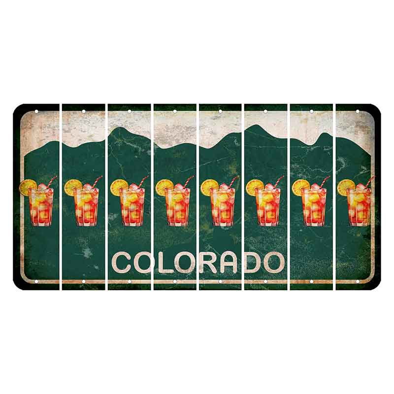 Colorado Green|White Mountains Cut License Plate Strips (Set of 8)