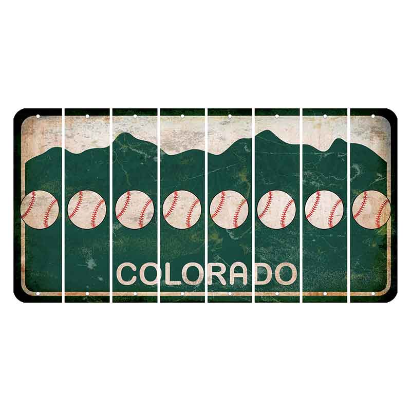 Colorado Green|White Mountains Cut License Plate Strips (Set of 8)