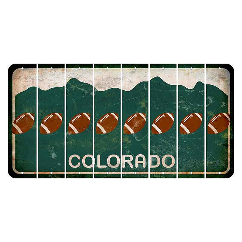 Colorado Green|White Mountains Cut License Plate Strips (Set of 8) Football