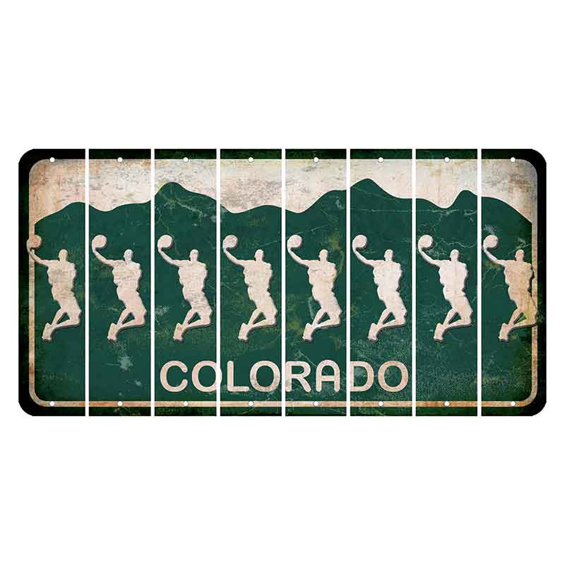 Colorado Green|White Mountains Cut License Plate Strips (Set of 8)