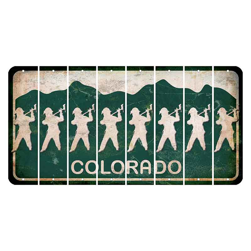 Colorado Green|White Mountains Cut License Plate Strips (Set of 8)