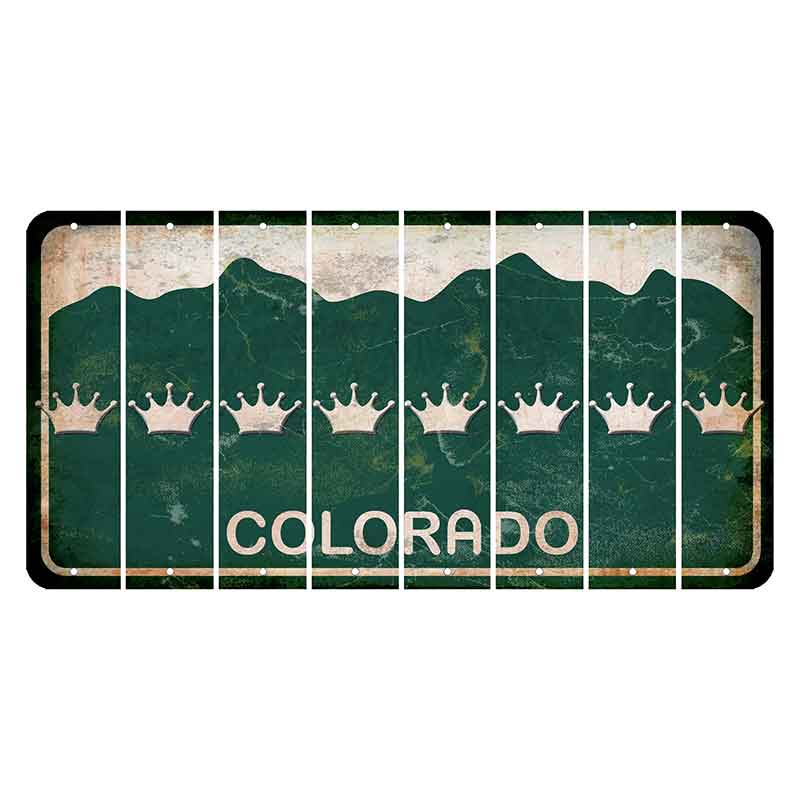 Colorado Green|White Mountains Cut License Plate Strips (Set of 8)