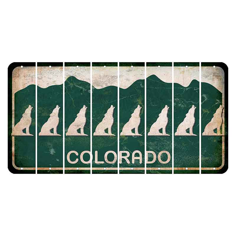 Colorado Green|White Mountains Cut License Plate Strips (Set of 8)