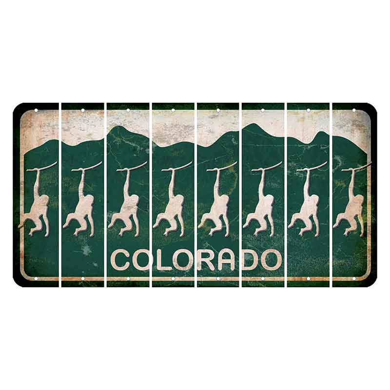 Colorado Green|White Mountains Cut License Plate Strips (Set of 8)