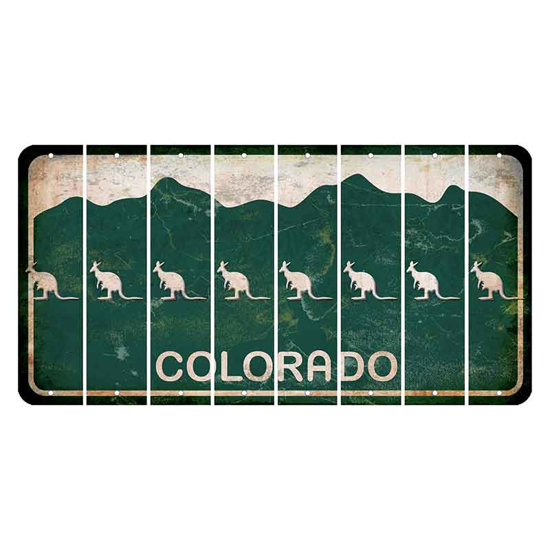 Colorado Green|White Mountains Cut License Plate Strips (Set of 8)