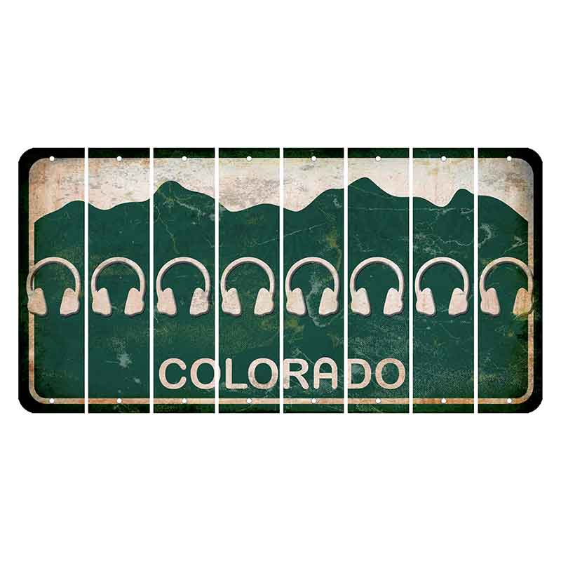 Colorado Green|White Mountains Cut License Plate Strips (Set of 8)