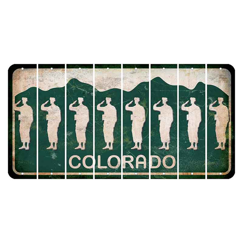 Colorado Green|White Mountains Cut License Plate Strips (Set of 8)