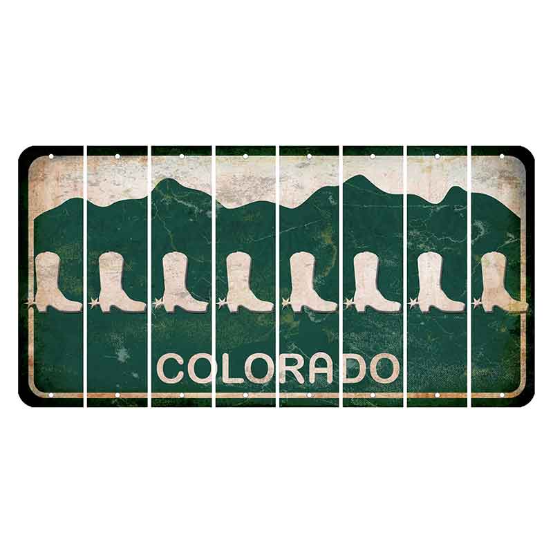 Colorado Green|White Mountains Cut License Plate Strips (Set of 8)