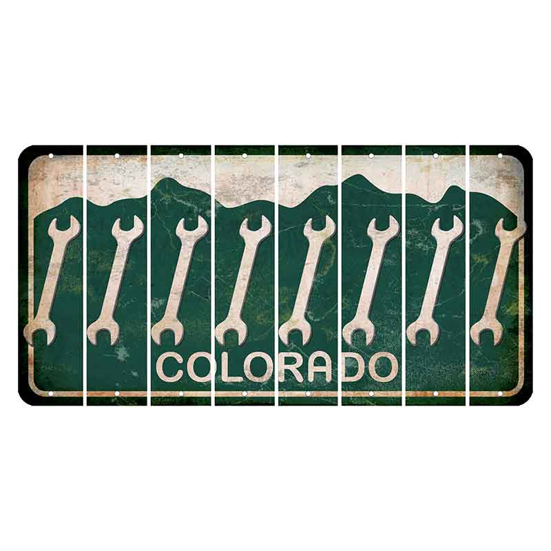 Colorado Green|White Mountains Cut License Plate Strips (Set of 8)