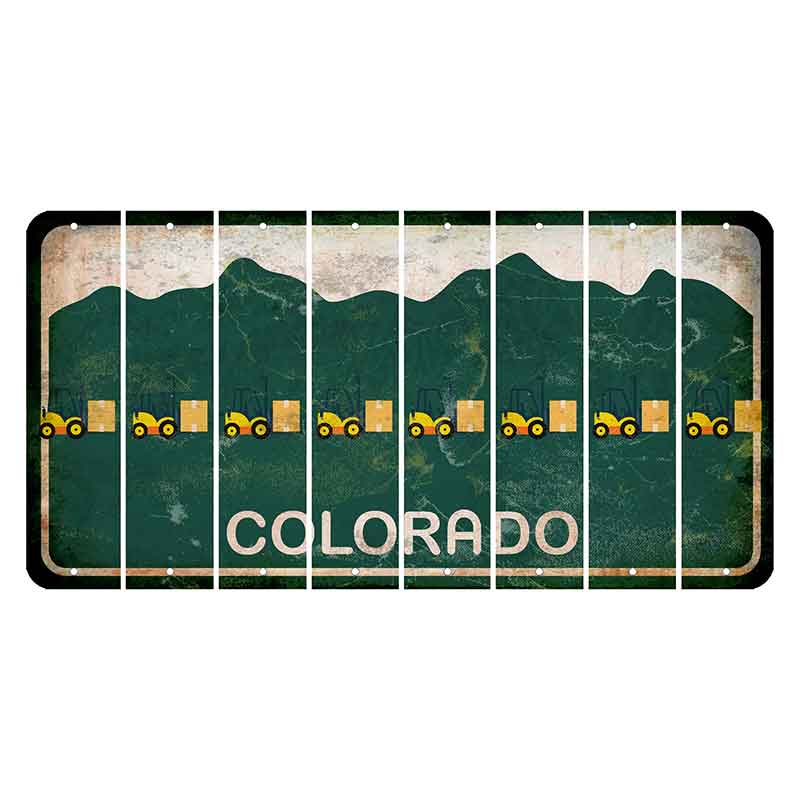 Colorado Green|White Mountains Cut License Plate Strips (Set of 8)