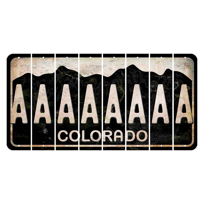 Colorado Black|White Mountains Cut License Plate Strips (Set of 8)