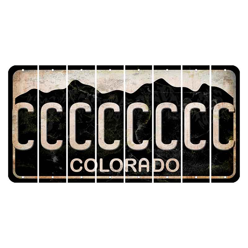 Colorado Black|White Mountains Cut License Plate Strips (Set of 8)