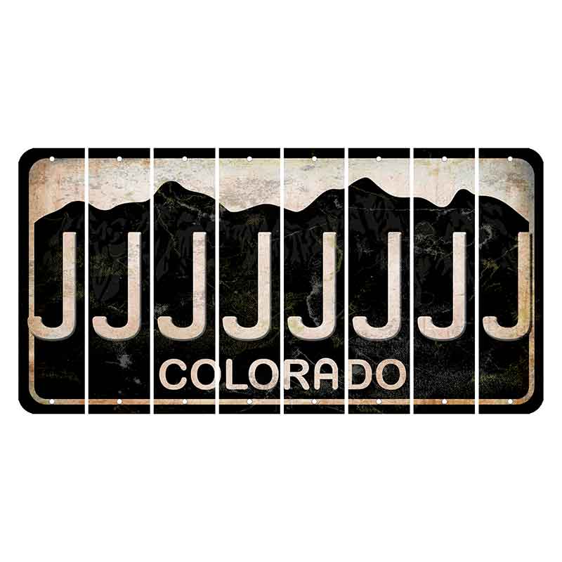 Colorado Black|White Mountains Cut License Plate Strips (Set of 8)