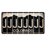 Colorado Black|White Mountains Cut License Plate Strips (Set of 8)