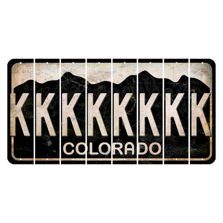 Colorado Black|White Mountains Cut License Plate Strips (Set of 8)