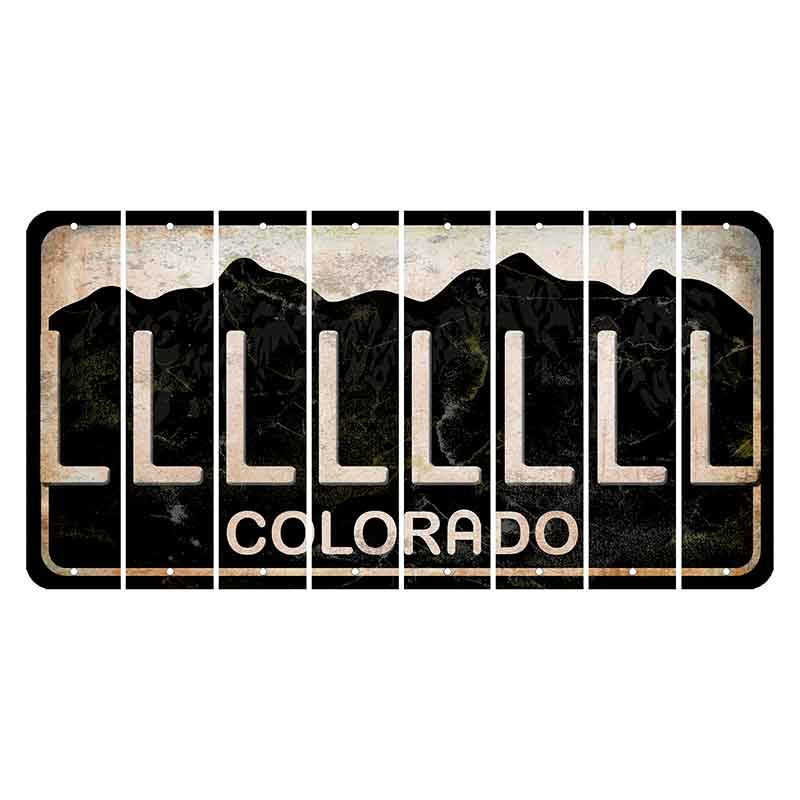 Colorado Black|White Mountains Cut License Plate Strips (Set of 8)