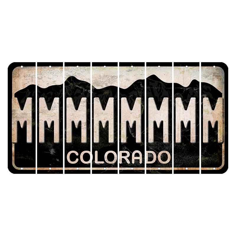 Colorado Black|White Mountains Cut License Plate Strips (Set of 8) M