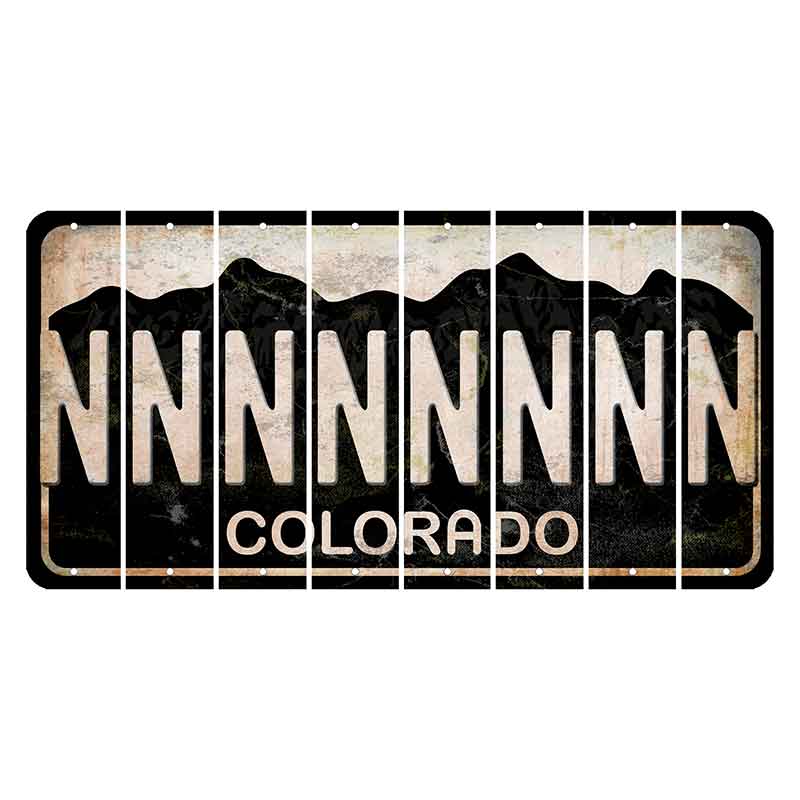 Colorado Black|White Mountains Cut License Plate Strips (Set of 8) N