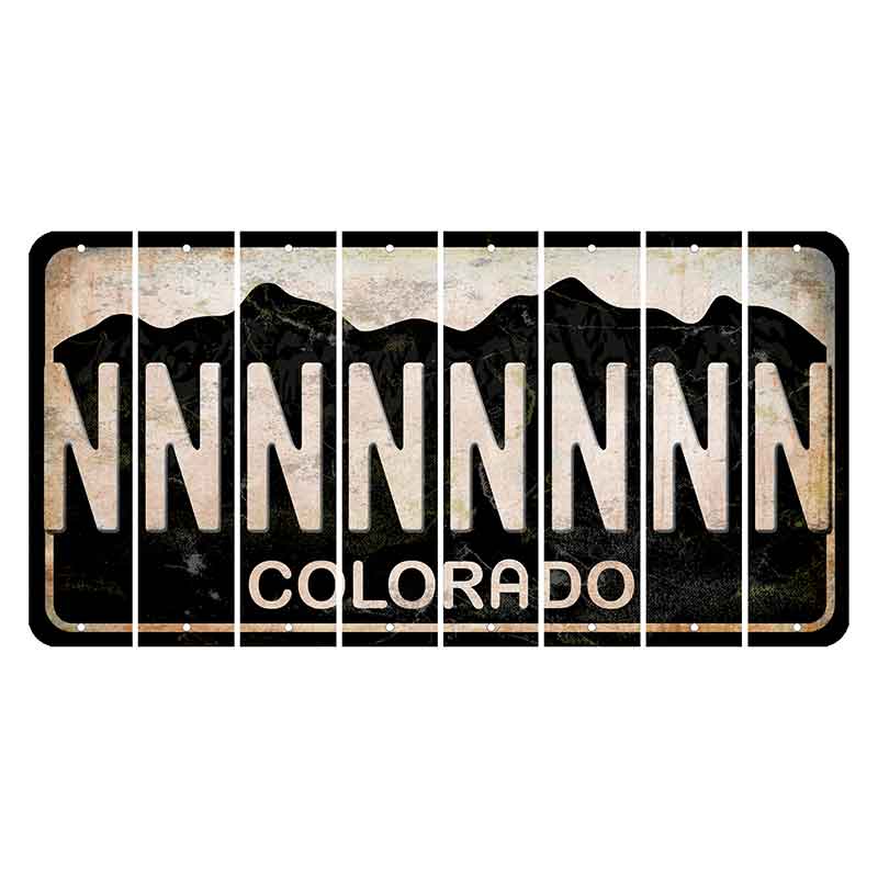 Colorado Black|White Mountains Cut License Plate Strips (Set of 8)