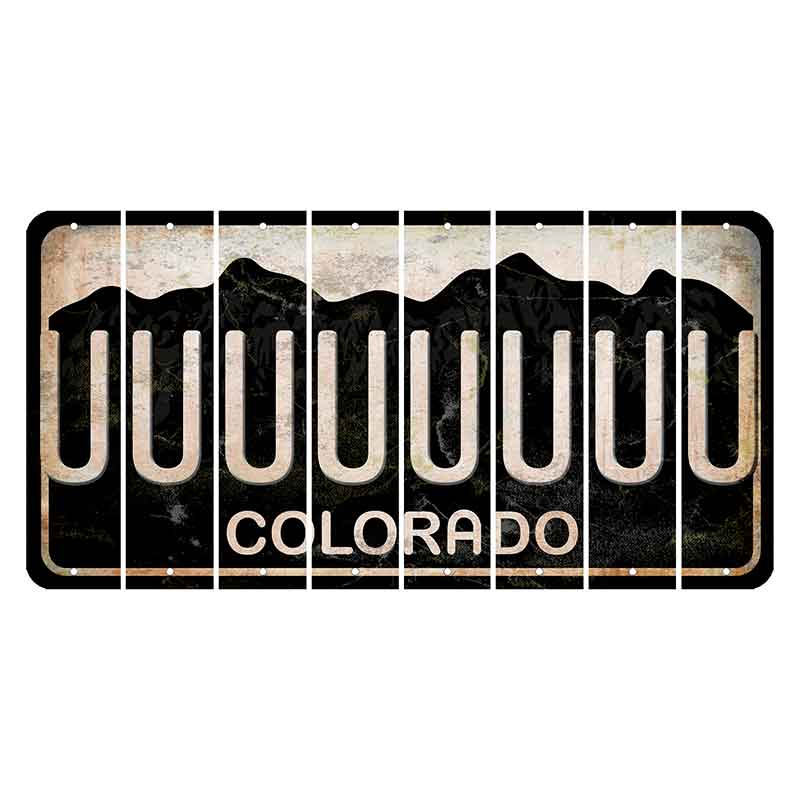 Colorado Black|White Mountains Cut License Plate Strips (Set of 8) U