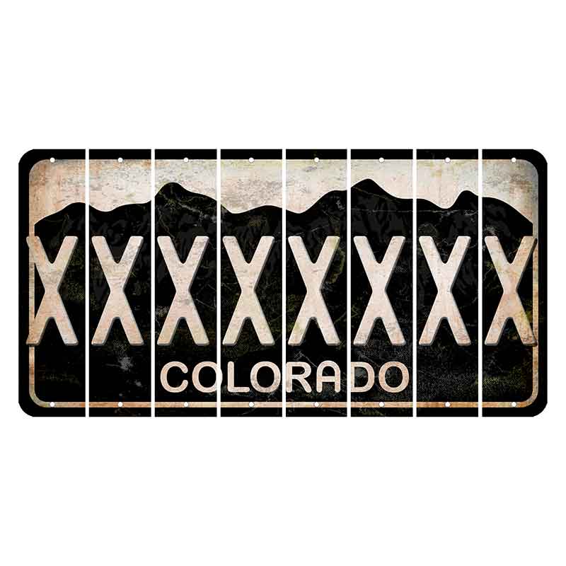 Colorado Black|White Mountains Cut License Plate Strips (Set of 8) X