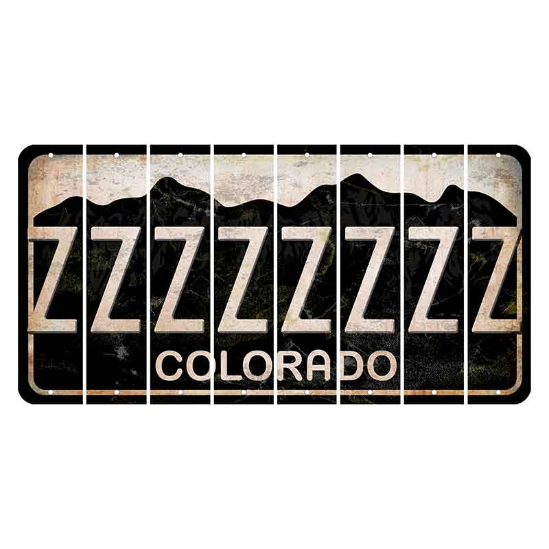 Colorado Black|White Mountains Cut License Plate Strips (Set of 8)