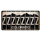 Colorado Black|White Mountains Cut License Plate Strips (Set of 8)