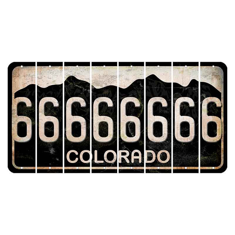 Colorado Black|White Mountains Cut License Plate Strips (Set of 8) 6