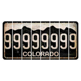 Colorado Black|White Mountains Cut License Plate Strips (Set of 8)