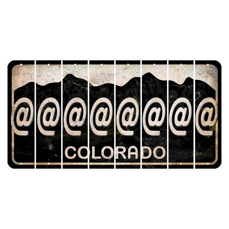 Colorado Black|White Mountains Cut License Plate Strips (Set of 8) At Sign