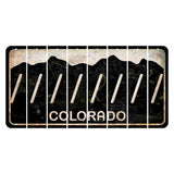 Colorado Black|White Mountains Cut License Plate Strips (Set of 8)