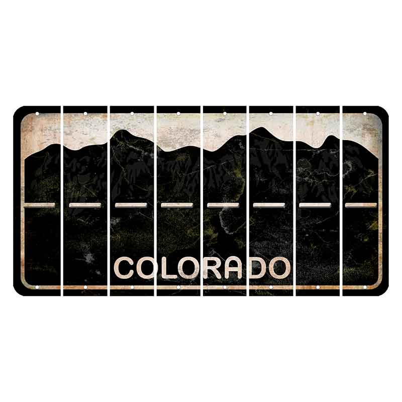 Colorado Black|White Mountains Cut License Plate Strips (Set of 8) Hyphen