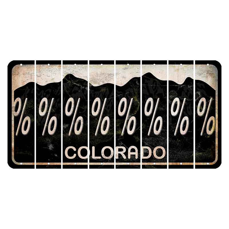 Colorado Black|White Mountains Cut License Plate Strips (Set of 8)