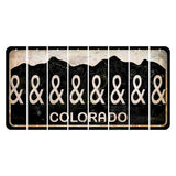 Colorado Black|White Mountains Cut License Plate Strips (Set of 8)