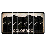 Colorado Black|White Mountains Cut License Plate Strips (Set of 8)