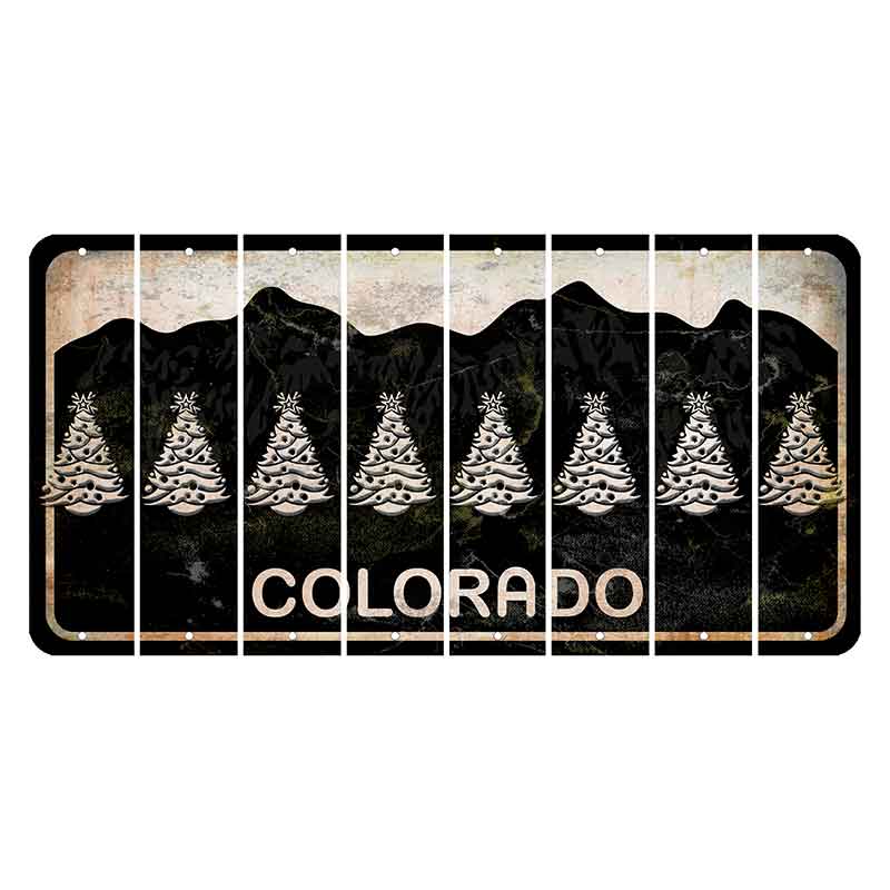 Colorado Black|White Mountains Cut License Plate Strips (Set of 8)