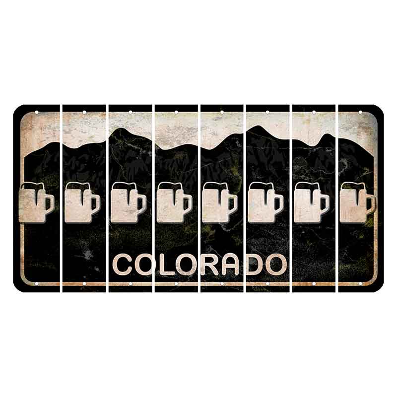 Colorado Black|White Mountains Cut License Plate Strips (Set of 8)