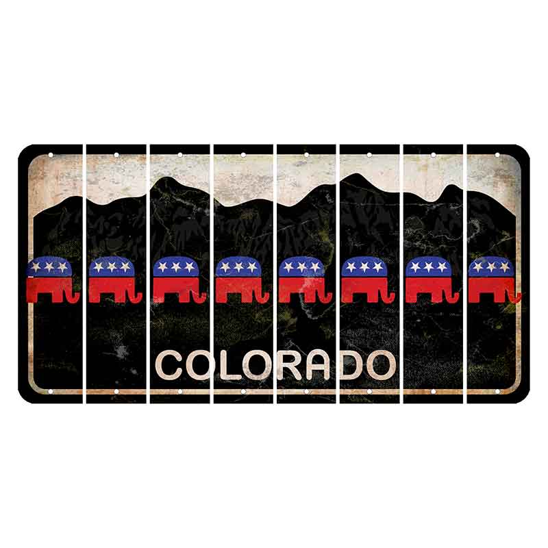 Colorado Black|White Mountains Cut License Plate Strips (Set of 8)