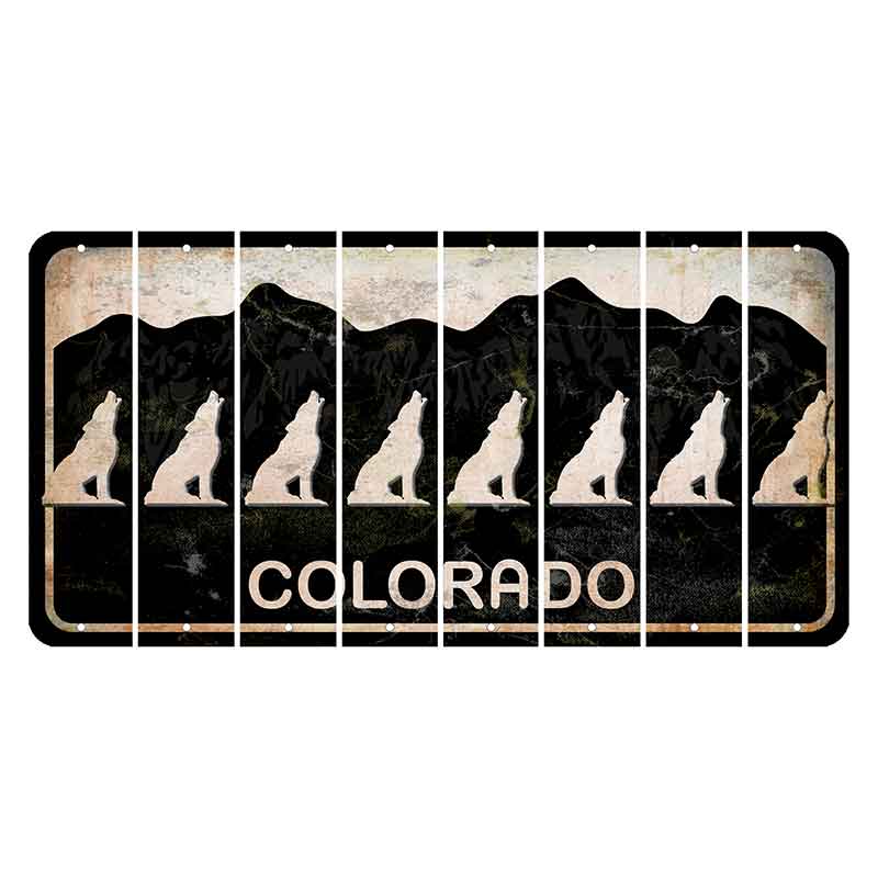 Colorado Black|White Mountains Cut License Plate Strips (Set of 8)