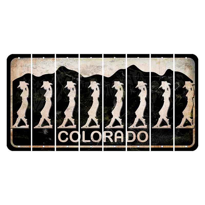 Colorado Black|White Mountains Cut License Plate Strips (Set of 8)